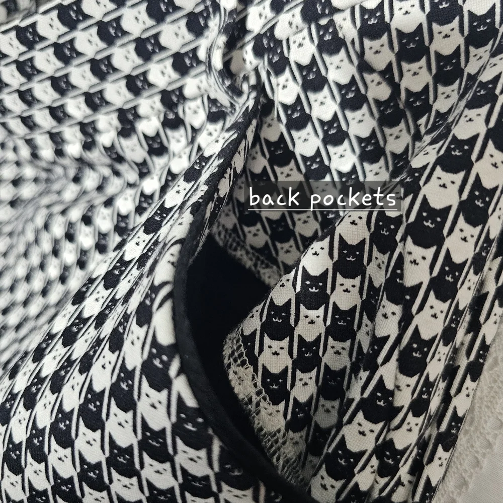 Betabrand Catstooth Dress Pant Yoga Pants L Short Petite NWOT Black White Cat - Picture 11 of 16